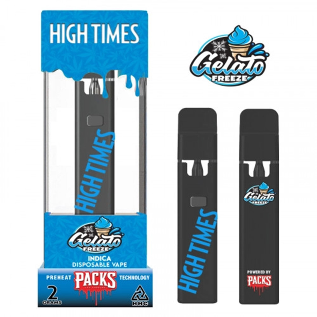 Gelato Freeze Packs High Times 2000MG Live Resin HHC + THC-P Disposable Vape Device 2G