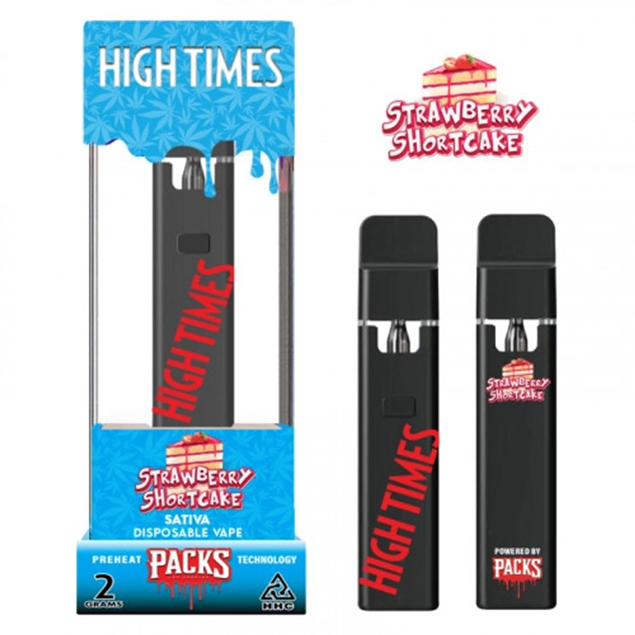 Strawberry Shortcake Packs High Times 2000MG Live Resin HHC + THC-P Disposable Vape Device 2G 